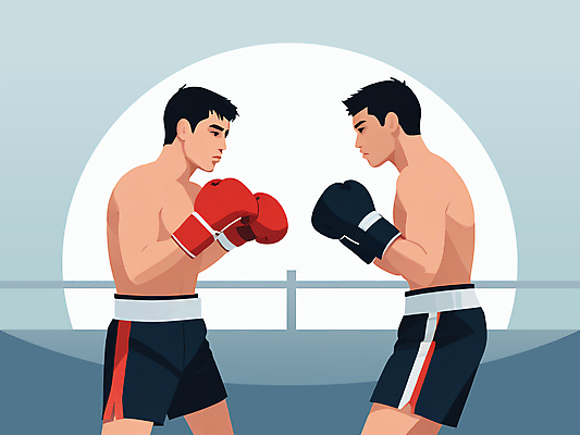 PSD 남자 일러스트 상반신 성인 두명 운동 경쟁 권투 격투기 무도 권투글러브 라이벌 체육관 호신술 맞대결 성인남자만 국내일러스트 스포츠 컨셉 건강 사람 글러브 남자만 성인만 파일형식