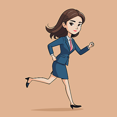 전신 여자 일러스트 한명 정장 성인 달리기 비즈니스우먼 성인여자한명만 국내일러스트 AI파일 1 옷 비즈니스 모션 사람 직장인 여자한명만 성인여자만 파일형식 벡터