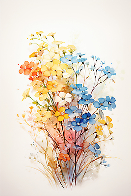 JPG 줄기 여러송이 백그라운드 일러스트 자연 수채화 사람없음 컬러풀 안개꽃 국내일러스트 AI일러스트 AI콘텐츠 식물 꽃 컬러 다수 생태계 한해살이풀 파일형식