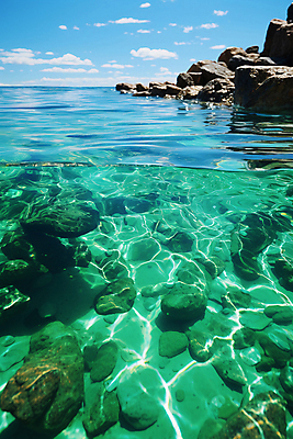 JPG 구름 편집이미지 바다 자연 하늘 풍경 사람없음 물 계곡 수중 조약돌 바위 디지털합성 수중사진 편집실사 AI포토 AI콘텐츠 자연요소 돌_바위 CG 생태계 파일형식