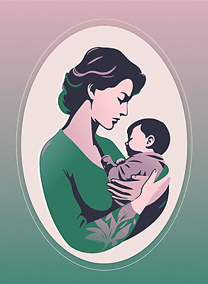 여자 행복 일러스트 안기 엄마 프레임 함께함 상반신 성인 두명 초록색 육아 아기 신생아 연보라색 그라데이션 국내일러스트 AI파일 감정 컬러 컨셉 가족 모션 사람 보라색 파일형식 벡터