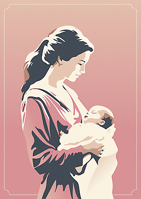 여자 행복 분홍색 일러스트 안기 엄마 프레임 함께함 상반신 성인 두명 육아 아기 신생아 국내일러스트 AI파일 감정 컬러 컨셉 가족 모션 사람 파일형식 벡터