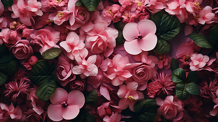 JPG 편집이미지 꽃 분홍색 백그라운드 잎 자연 사람없음 감성 편집실사 AI포토 AI콘텐츠 식물 컬러 컨셉 CG 생태계 파일형식