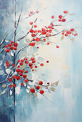 JPG 나무 열매 꽃잎 잎 일러스트 사람없음 물감 디지털합성 그림 유화 국내일러스트 AI일러스트 AI콘텐츠 식물 꽃 미술 미술도구 파일형식