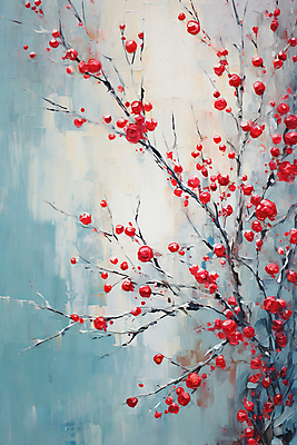 JPG 나무 열매 일러스트 사람없음 물감 디지털합성 그림 유화 국내일러스트 AI일러스트 AI콘텐츠 식물 미술 미술도구 파일형식