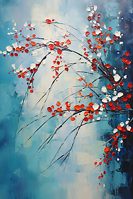 JPG 나무 열매 일러스트 사람없음 물감 디지털합성 그림 유화 국내일러스트 AI일러스트 AI콘텐츠 식물 미술 미술도구 파일형식