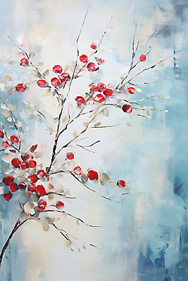 JPG 나무 열매 꽃잎 잎 일러스트 사람없음 물감 디지털합성 그림 유화 국내일러스트 AI일러스트 AI콘텐츠 식물 꽃 미술 미술도구 파일형식