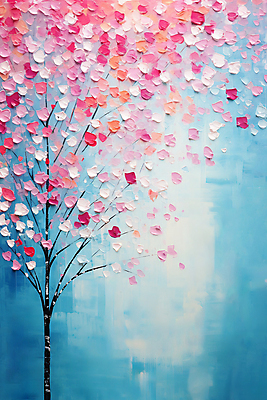 JPG 나무 꽃잎 일러스트 사람없음 물감 디지털합성 그림 유화 국내일러스트 AI일러스트 AI콘텐츠 식물 꽃 미술 미술도구 파일형식