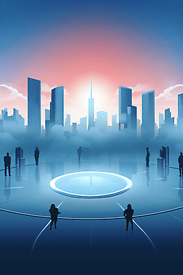 JPG 전신 구름 일러스트 회사 하늘 회의 협력 사람 여러명 성인 건물 파란색 도시 업무 직장인 그룹 광장 성인만 국내일러스트 AI일러스트 AI콘텐츠 자연요소 직업 건축물 컬러 다수 비즈니스 작업 파일형식