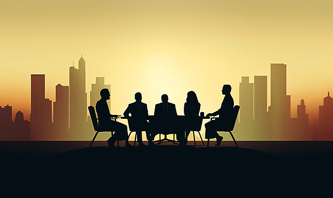 JPG 전신 의자 일러스트 회사 탁자 하늘 회의 협력 사람 앉기 여러명 성인 건물 노란색 도시 업무 직장인 그룹 성인만 국내일러스트 AI일러스트 AI콘텐츠 직업 건축물 컬러 가구 다수 비즈니스 모션 작업 파일형식