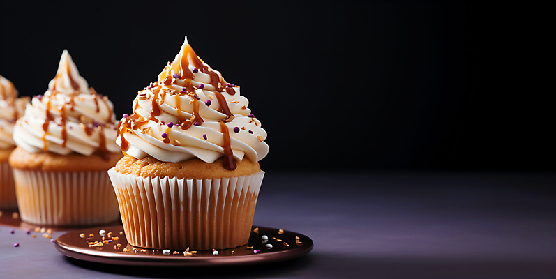 JPG 편집이미지 사람없음 달콤 컵케이크 크림 캐러멜 편집실사 AI포토 AI콘텐츠 디저트 케이크 맛 CG 파일형식