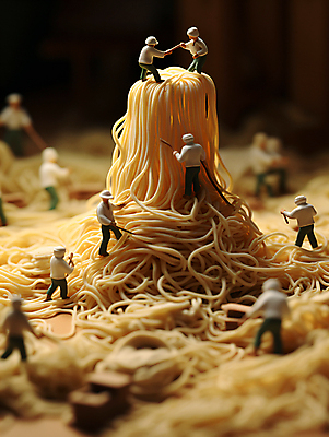 JPG 편집이미지 농업 풍경 사람없음 미니어처 면류 디지털합성 국수 만들기 편집실사 AI포토 AI콘텐츠 산업 음식 모션 모형 CG 파일형식