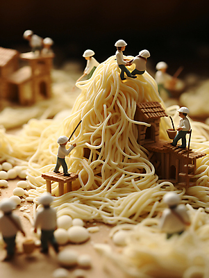 JPG 편집이미지 농업 풍경 사람없음 미니어처 면류 디지털합성 국수 만들기 편집실사 AI포토 AI콘텐츠 산업 음식 모션 모형 CG 파일형식