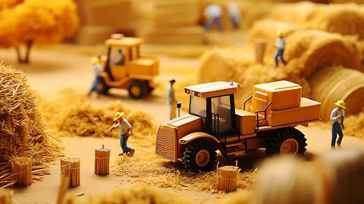 JPG 편집이미지 농업 풍경 사람없음 미니어처 수확 추수 벼 디지털합성 편집실사 AI포토 AI콘텐츠 산업 곡류 모형 CG 파일형식