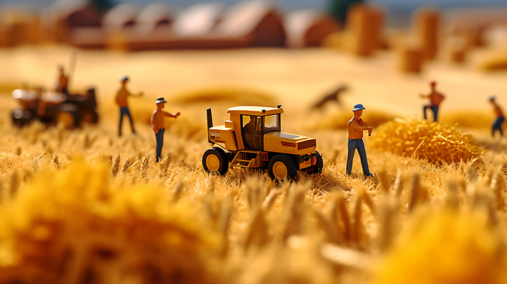 JPG 편집이미지 농업 풍경 사람없음 미니어처 수확 추수 벼 디지털합성 편집실사 AI포토 AI콘텐츠 산업 곡류 모형 CG 파일형식