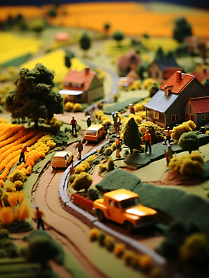 JPG 편집이미지 농업 자동차 주택 풍경 사람없음 농장 미니어처 수확 디지털합성 트랙터 편집실사 AI포토 AI콘텐츠 산업 육상교통 건물 모형 농기계 CG 특수차량 파일형식