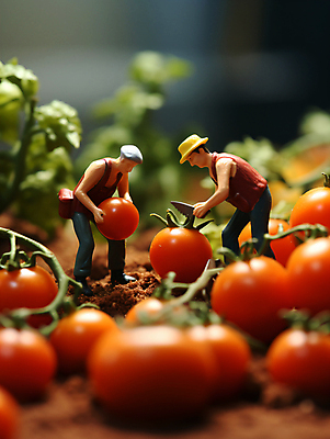 JPG 편집이미지 밭 농업 방울토마토 풍경 사람없음 미니어처 수확 농부 디지털합성 편집실사 AI포토 AI콘텐츠 직업 산업 토마토 모형 CG 파일형식