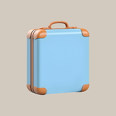 PSD 아이콘 여행 하늘색 휴가 사람없음 3D아이콘 3D 캐리어 디지털합성 파란색 여행가방 파일형식