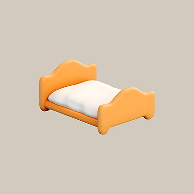 PSD 아이콘 여행 휴가 사람없음 3D아이콘 3D 주황색 침대 디지털합성 숙박 컬러 가구 숙소 파일형식