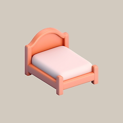 PSD 아이콘 분홍색 여행 휴가 사람없음 3D아이콘 3D 침대 디지털합성 컬러 가구 파일형식