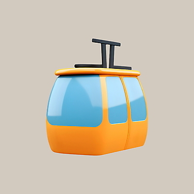 PSD 아이콘 교통수단 여행 휴가 사람없음 3D아이콘 3D 주황색 디지털합성 케이블카 컬러 교통 파일형식