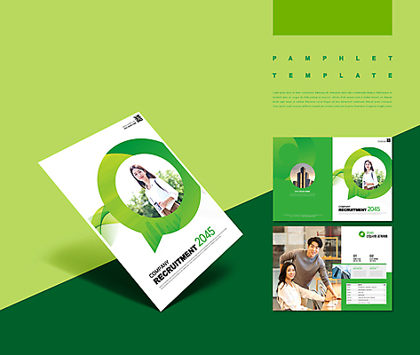 템플릿 여자 남자 ZIP 비즈니스 빌딩 팜플렛 여러명 상반신 20대 성인 건물 초록색 한국인 구직 비즈니스맨 비즈니스우먼 원형 신입사원 QR코드 채용 성인만 인디자인 IDML PDF 이미지템플릿 도형 건축물 컬러 다수 컨셉 사람 동양인 청년 직장인 파일형식