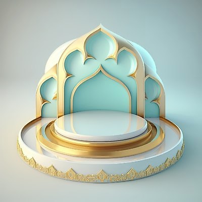 포토 JPG 해외이미지 건축물 하늘색 백그라운드 사람없음 3D 금색 모스크 단상 해외202310 해외포토 건축 컬러 파란색 이슬람교 디지털합성 파일형식