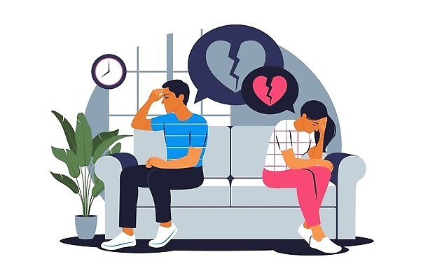 EPS 해외이미지 캐릭터 커플 남자 감정 결혼 컨셉 2 일러스트 가족 관계 남편 함께함 사람 성인 우정 슬픔 아내 쌍 플랫 좌절 충돌 싸움 문제 불만 부정적 위기 이혼 지원 트러블 벡터 해외202310 해외일러스트 일러캐릭터 모션 이벤트 친구 파일형식