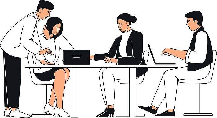 EPS 해외이미지 캐릭터 디자인 남자 백그라운드 컨셉 일러스트 회사 비즈니스 통신 회의 협력 직장 함께함 대화 사람 앉기 노트북 컴퓨터 사무실 업무 그룹 센터 플랫 토론 책상 동료 소셜 프리랜서 벡터 콜라보레이션 브레인스토밍 해외202310 해외일러스트 일러캐릭터 직업 가구 관계 모션 말하기 전자제품 작업 파일형식