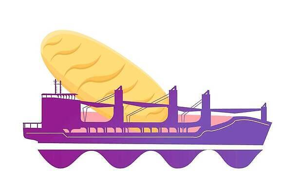 EPS 해외이미지 산업 음식 빵 바다 여행 백그라운드 지도 일러스트 비즈니스 교통시설 항해 풍경 파란색 농작물 글로벌 항구 화물 보트 수비 낟알 충돌 밀 기아 무역 전쟁 함선 상업 문제 포트 닻 우크라이나 위기 유조선 정치 지원 해외202310 해외일러스트 유럽 컬러 교통 농업 배_교통 모션 곡류 운송업 사회이슈 시설 파일형식 벡터