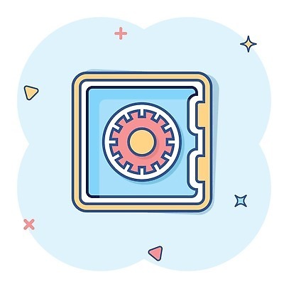 EPS 해외이미지 일러스트 사람없음 파란색 심볼 심플 금고 코믹 해외202310 해외일러스트 컬러 파일형식 벡터