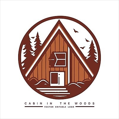 EPS 해외이미지 나무 선 일러스트 사람없음 갈색 원형 삼각형 숲속 오두막 심볼 해외202310 해외일러스트 도형 식물 컬러 숲 파일형식 벡터