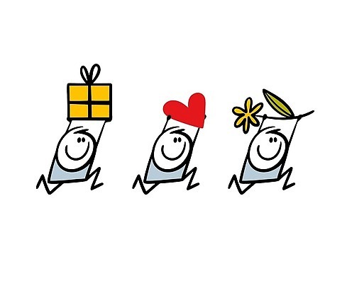 EPS 해외이미지 전신 캐릭터 남자 꽃 행복 잎 일러스트 들기 성인 세명 선물상자 달리기 하트 심플 남자만 해외202310 해외일러스트 일러캐릭터 모양 식물 감정 모션 선물 사람 상자 파일형식 벡터