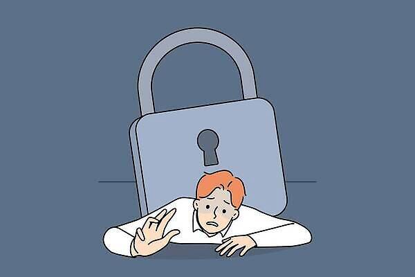 EPS 해외이미지 남자 엎드리기 일러스트 자물쇠 한명 성인 비즈니스맨 찡그림 무거움 손뻗기 성인남자한명만 해외202310 해외일러스트 1 비즈니스 모션 표정 사람 직장인 무게 남자한명만 성인남자만 파일형식 벡터