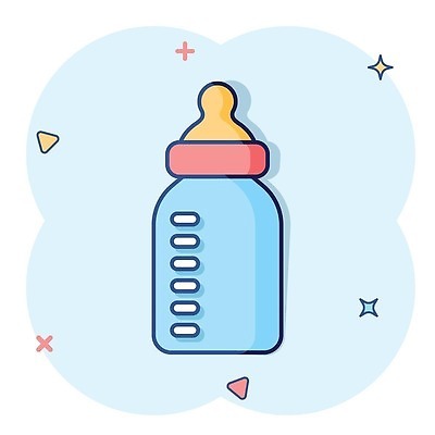 EPS 해외이미지 일러스트 사람없음 파란색 젖병 심볼 심플 코믹 해외202310 해외일러스트 컬러 아기용품 파일형식 벡터