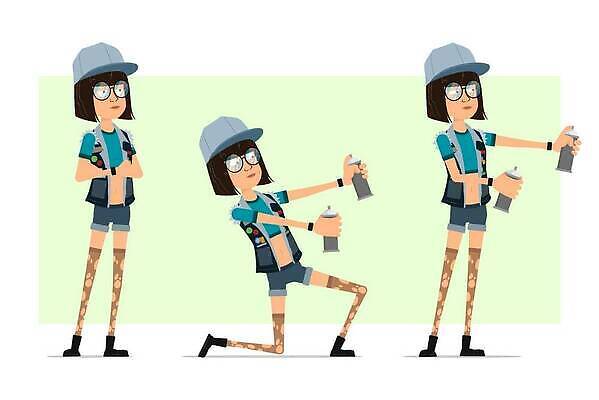 EPS 해외이미지 캐릭터 여자 행복 안경 얼굴 컬러 일러스트 반바지 거리 부츠 말하기 미술 서기 미소 세트 페인트 재킷 분노 청바지 표현 플랫 캔 그래피티 시원함 만화 사인 예술가 배지 분무기 애니메이션 고립 타이즈 스타일 힙스터 벡터 해외202310 해외일러스트 일러캐릭터 잡화 패션 감정 신발 바지 모션 문화예술 표정 사람 신체부위 외투 낙서 그림 파일형식