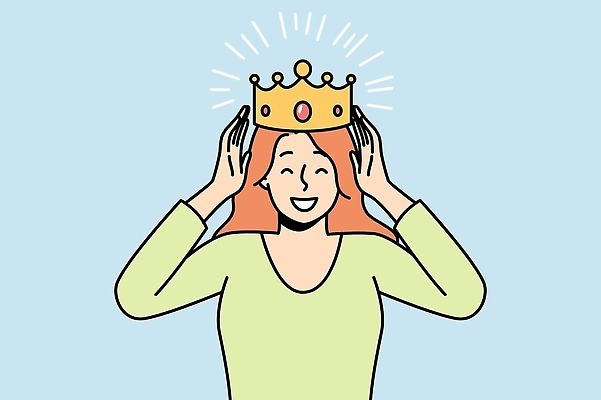 EPS 해외이미지 여자 행복 일러스트 성공 왕관 한명 성인 축하 승진 성인여자한명만 해외202310 해외일러스트 1 감정 컨셉 사람 여자한명만 성인여자만 파일형식 벡터