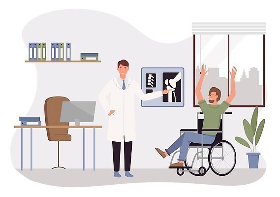 EPS 해외이미지 전신 식물 남자 화분 허리손 의자 일러스트 창문 의학 선반 뼈 엑스레이 병원 성인 두명 책 손들기 모니터 기쁨 환자 의사 책상 휠체어 성인남자만 해외202310 해외일러스트 감정 포즈 가구 모션 사람 컴퓨터 의료진 남자만 성인만 파일형식 벡터