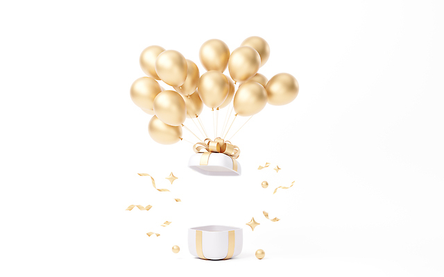 포토 JPG 해외이미지 이벤트 사람없음 선물상자 반짝임 3D 금색 풍선 해외202310 해외포토 컬러 모션 선물 상자 디지털합성 파일형식