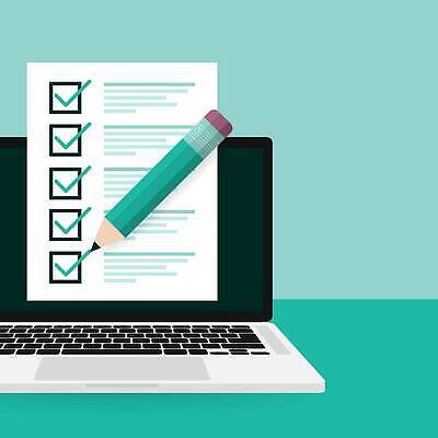 EPS 해외이미지 백그라운드 일러스트 사람없음 노트북 연필 스크린 스마트 체크표시 민트색 체크리스트 해외202310 해외일러스트 컬러 컨셉 학용품 전자제품 필기구 확인 파일형식 벡터