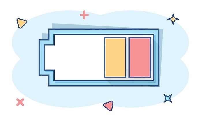 EPS 해외이미지 일러스트 사람없음 파란색 건전지 심볼 심플 코믹 해외202310 해외일러스트 컬러 파일형식 벡터