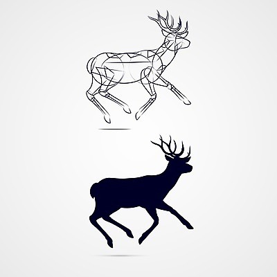 EPS 해외이미지 모양 동물 템플릿 디자인 실루엣 백그라운드 크리스마스 일러스트 사슴 뿔 사람없음 그래픽 달리기 검은색 흰색 스케치 그림 심플 순록 엘리먼트 해외202004 해외일러스트 기념일 컬러 포유류 모션 촬영기법 미술 파일형식 벡터