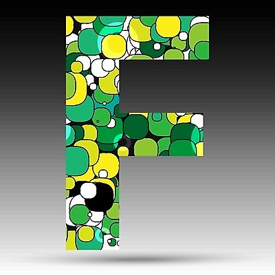 EPS 해외이미지 알파벳 일러스트 텍스트 대문자 사람없음 그래픽 초록색 물방울무늬 F 해외202004 해외일러스트 영어 컬러 무늬 파일형식 벡터
