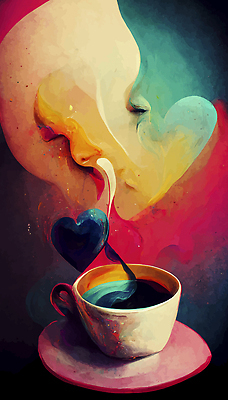 JPG 해외이미지 커피 일러스트 사람없음 컬러풀 카페 하트 빈티지 연기 커피잔 컵받침 그림 복고 해외202310 해외일러스트 모양 음료 컬러 컨셉 잔 상점 받침대 파일형식