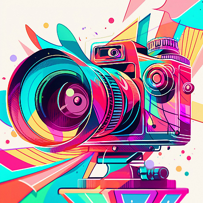 JPG 해외이미지 일러스트 추상 사람없음 컬러풀 카메라 화려 만화 해외202310 해외일러스트 컬러 컨셉 무늬 전자제품 파일형식