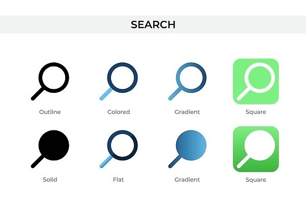 EPS 해외이미지 선 돋보기 사람없음 초록색 세트 다양 면 심볼 심플 해외202310 컬러 다수 파일형식 벡터