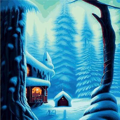 EPS 해외이미지 나무 겨울 일러스트 주택 사람없음 설원 추위 눈 숲 해외202310 해외일러스트 자연요소 식물 계절 날씨 눈_날씨 건물 파일형식 벡터