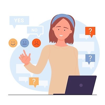 EPS 해외이미지 캐릭터 손 디자인 여자 컨셉 생각 일러스트 손가락 사람 노트북 유행 터치 금지 플랫 선택 질문 만화 거절 만들기 긍정 클릭 평가 의심 고립 대답 방법 부정적 응답 잘못 진실 혼란 벡터 해외202310 해외일러스트 일러캐릭터 감정 모션 신체부위 전자제품 파일형식