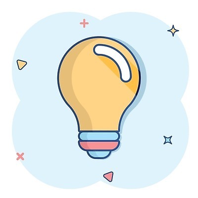 EPS 해외이미지 일러스트 전구 사람없음 파란색 심볼 심플 코믹 해외202310 해외일러스트 컬러 파일형식 벡터