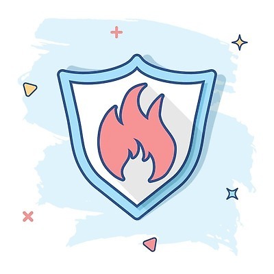 EPS 해외이미지 일러스트 불 사람없음 파란색 심볼 심플 코믹 방패 해외202310 해외일러스트 자연요소 컬러 파일형식 벡터